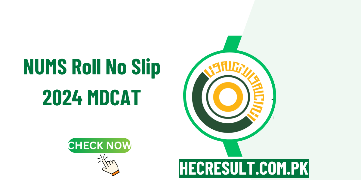 NUMS Roll No Slip 2024 MDCAT Admit Card