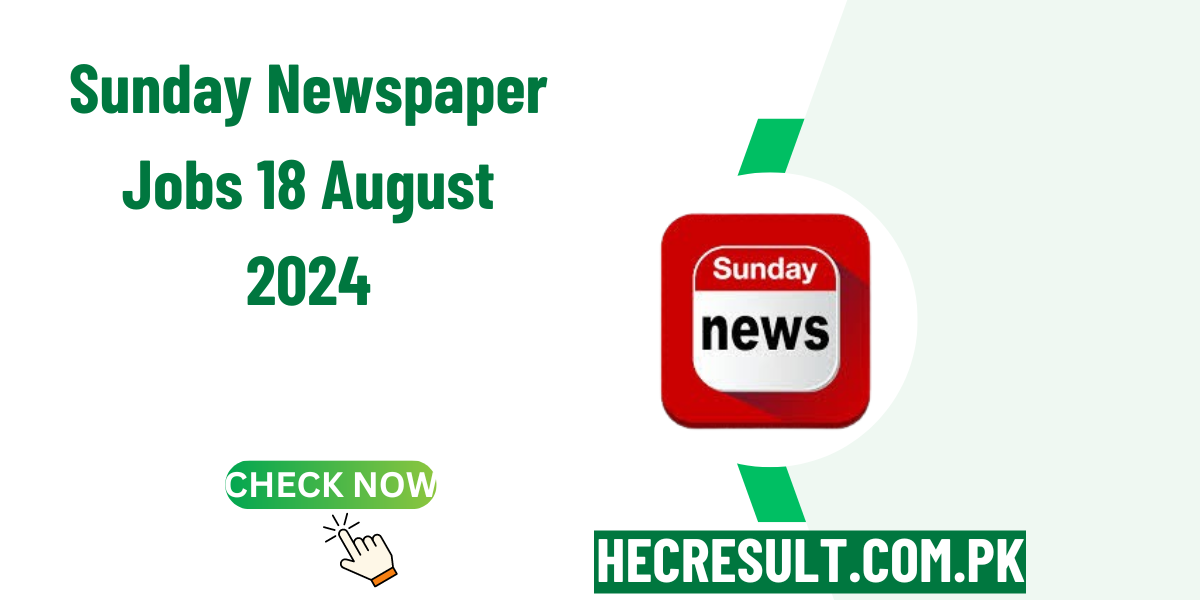 Sunday Newspaper Jobs 18 August 2024