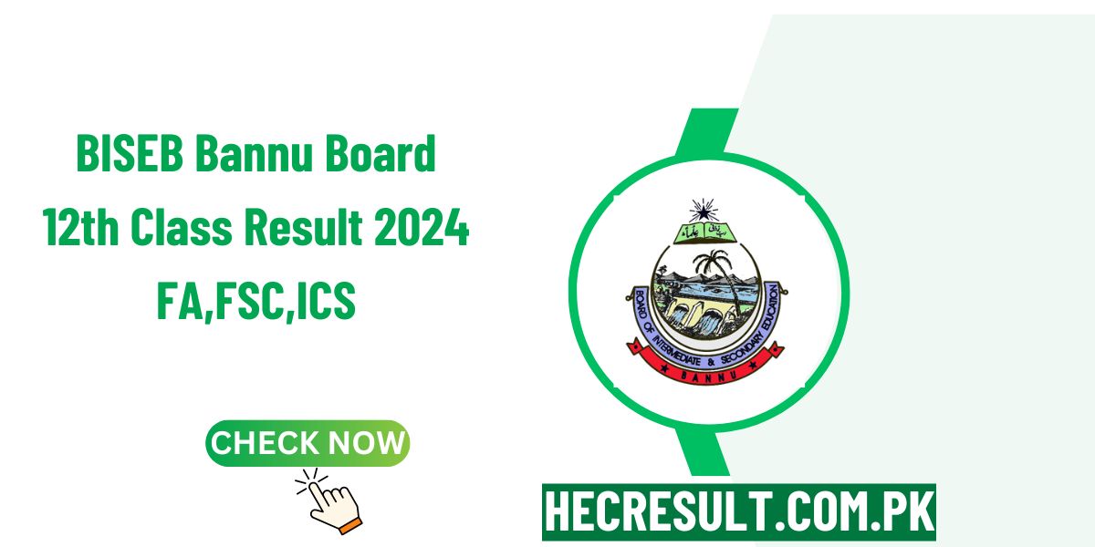 BISEB Bannu Board 12th Class Result 2024 FA,FSC,ICS