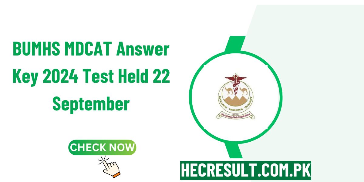 BUMHS MDCAT Answer Key 2024 Test Held 22 September