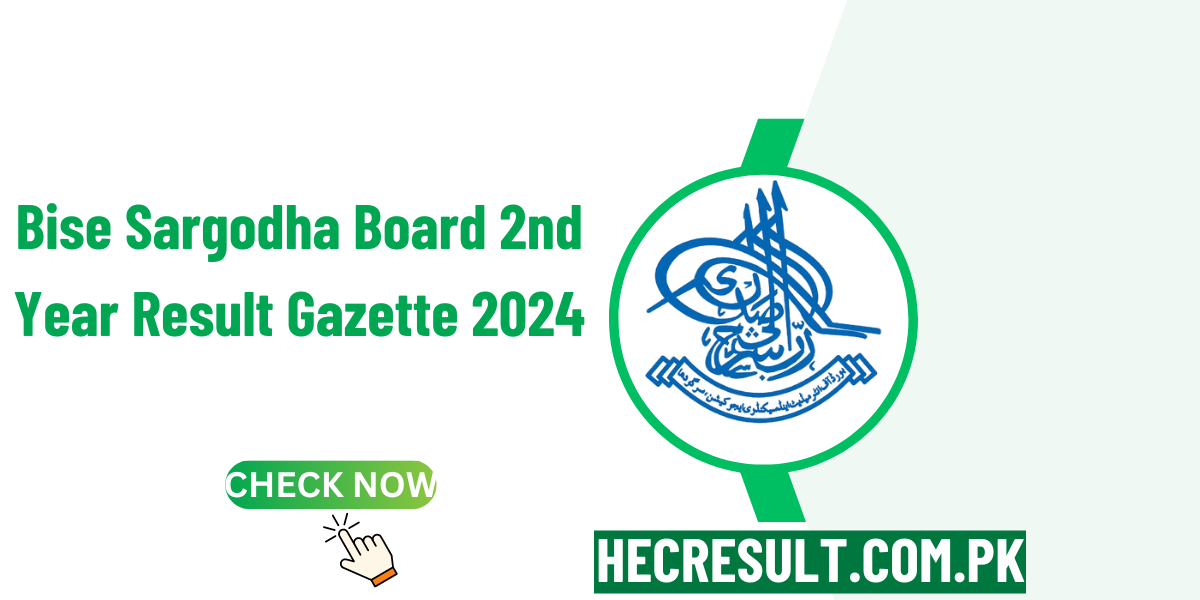 Bise Sargodha Board 2nd Year Result Gazette 2024