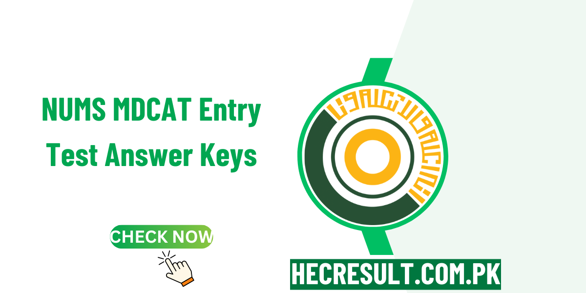 NUMS MDCAT Entry Test Answer Keys